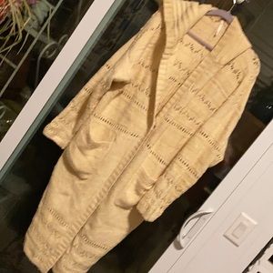 FREE PEOPLE hooded cardigan/duster/cream/light yellow/oversized Sz M